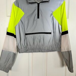 Gray and Neon Yellow Windbreaker Jacket